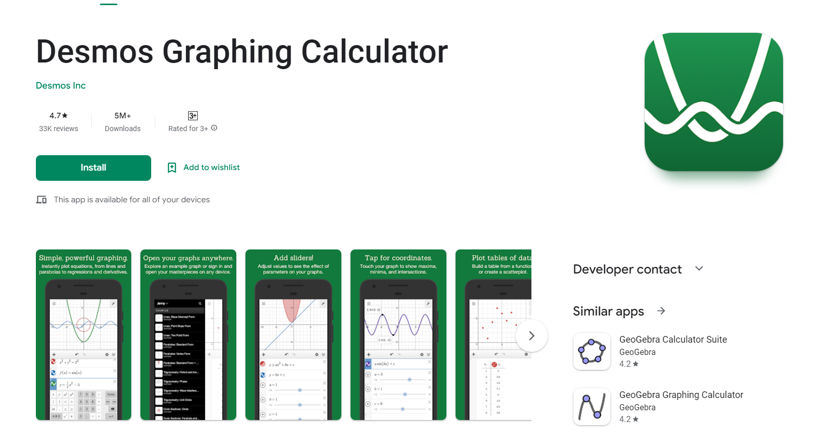 Desmos graphing calculator apps and website  