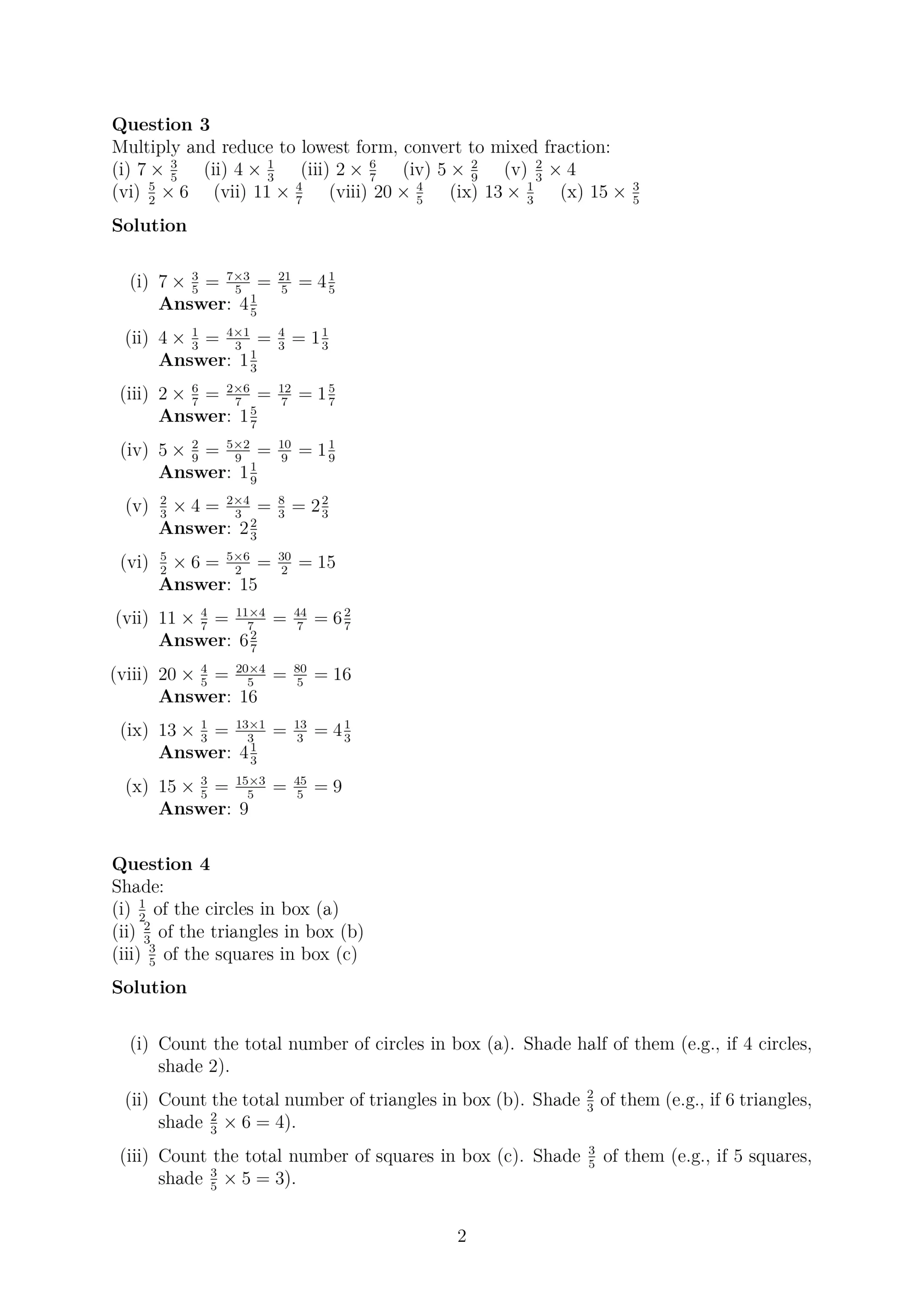 NCERT Solutions to Class 7 Mathematics Chapter 2: Fractions and Decimals Exercise 2.1