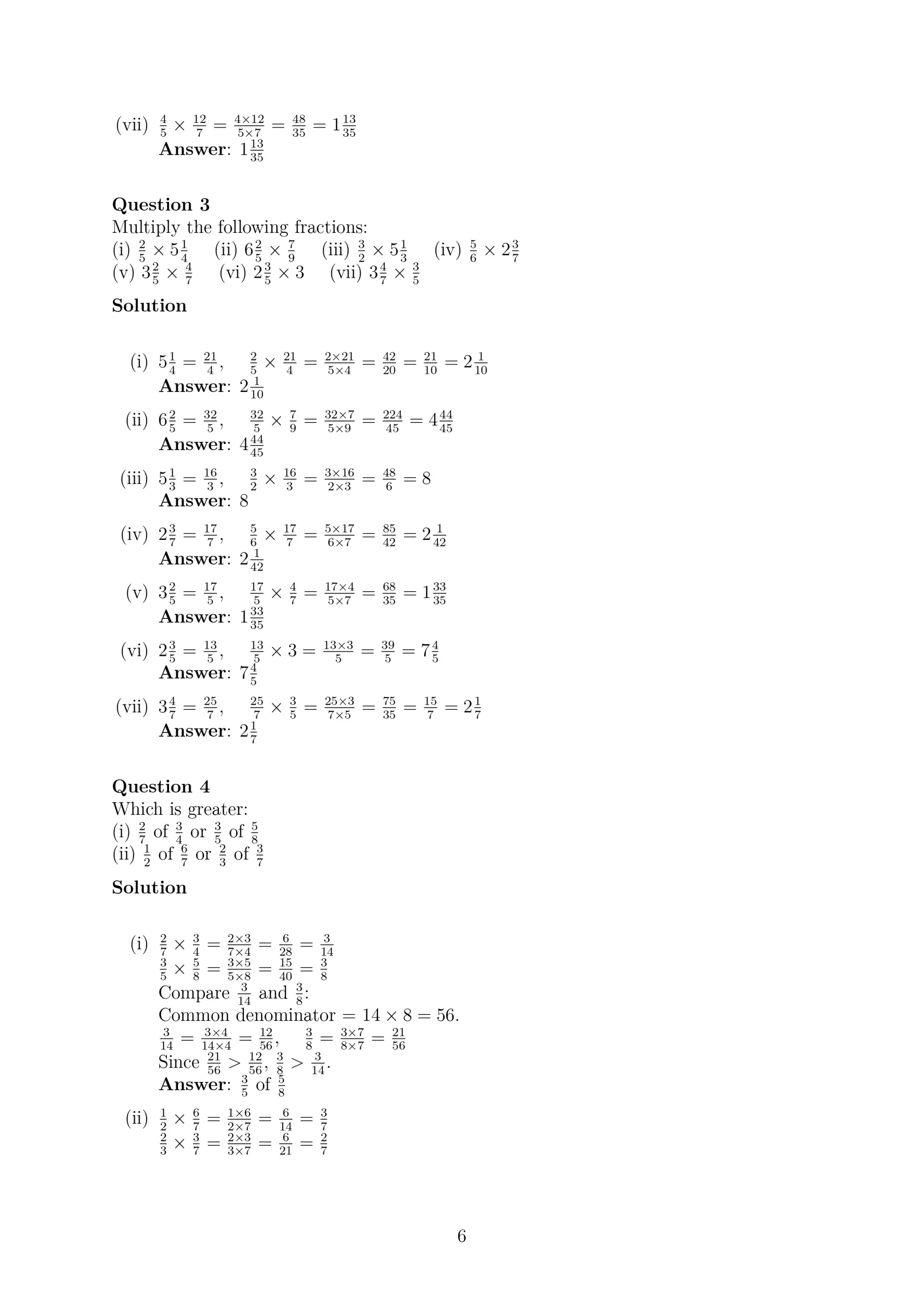 NCERT Solutions to Class 7 Mathematics Chapter 2: Fractions and Decimals Exercise 2.2