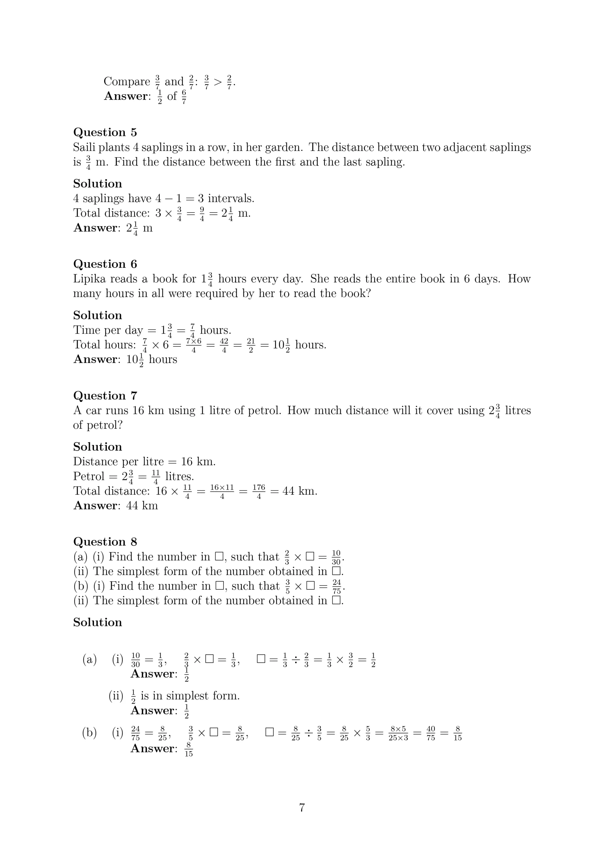 NCERT Solutions to Class 7 Mathematics Chapter 2: Fractions and Decimals Exercise 2.2