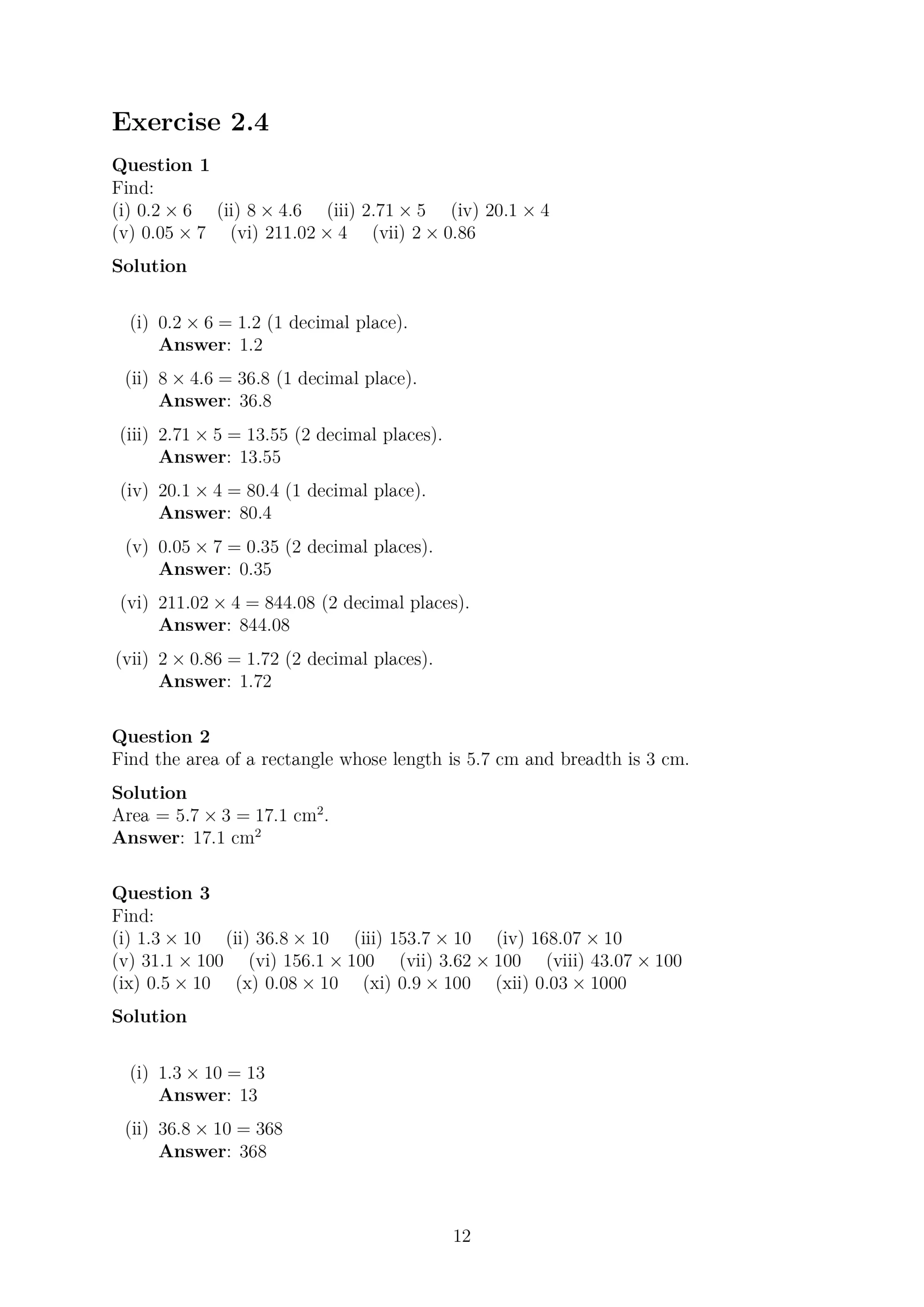 NCERT Solutions to Class 7 Mathematics Chapter 2: Fractions and Decimals Exercise 2.4