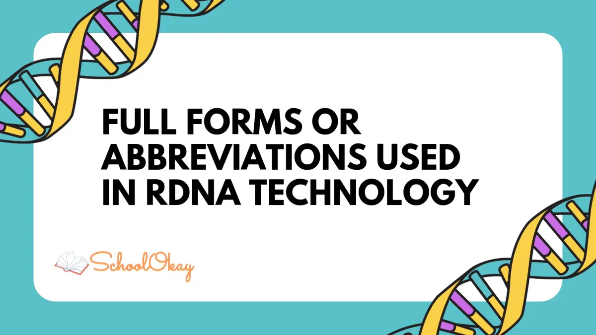 Full Forms or Abbreviations Used In rDNA Technology