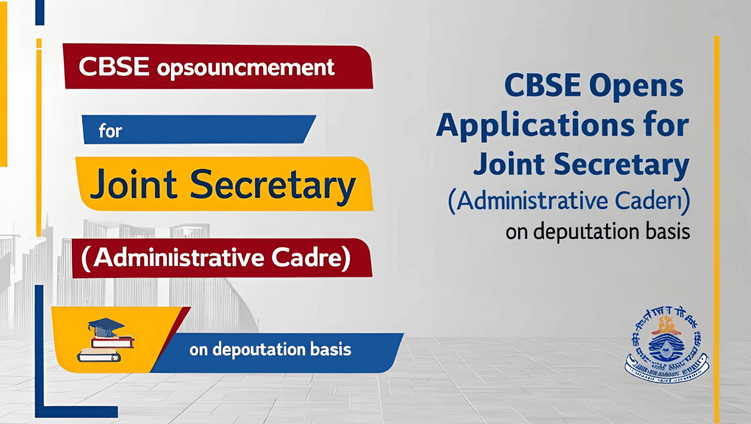 CBSE Opens Applications for Joint Secretary (Administrative Cadre) on Deputation Basis